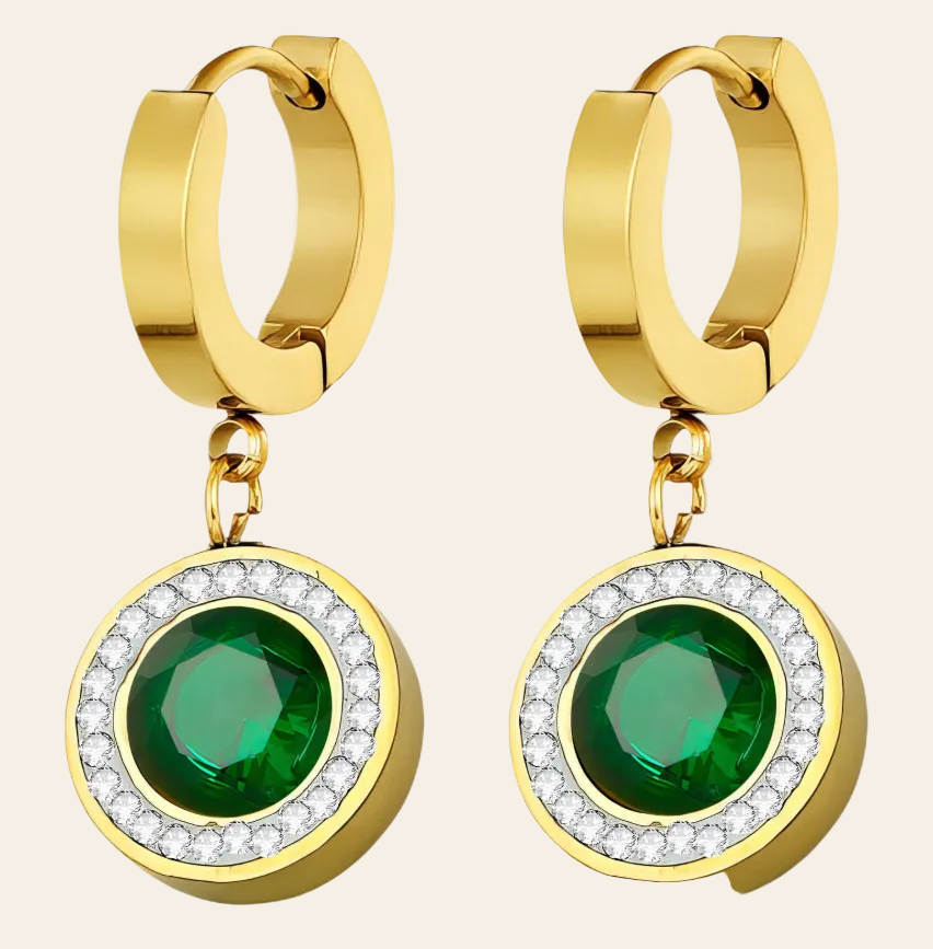 The Emerald Halo Drop Hoops