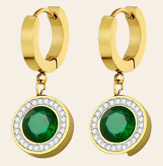The Emerald Halo Drop Hoops