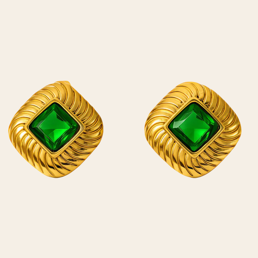 The Emerald Vintage-Ribbed Studs
