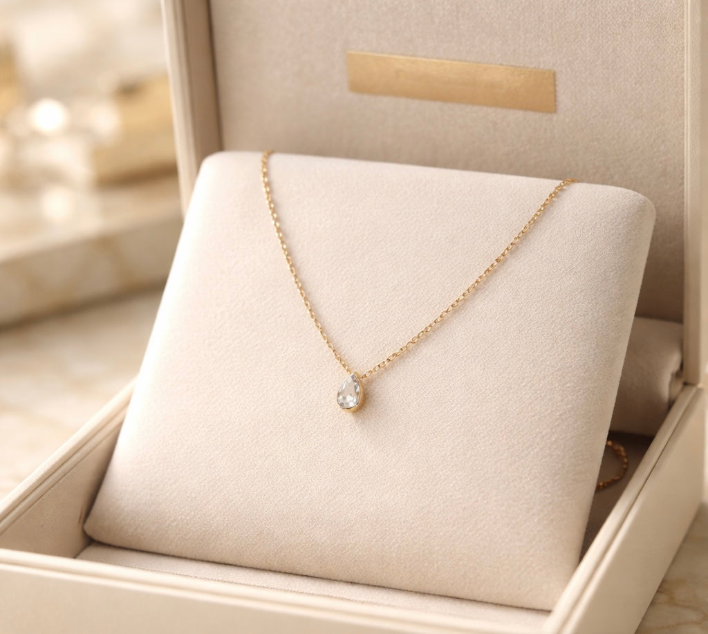 The Lumina Pear Solitaire Necklace