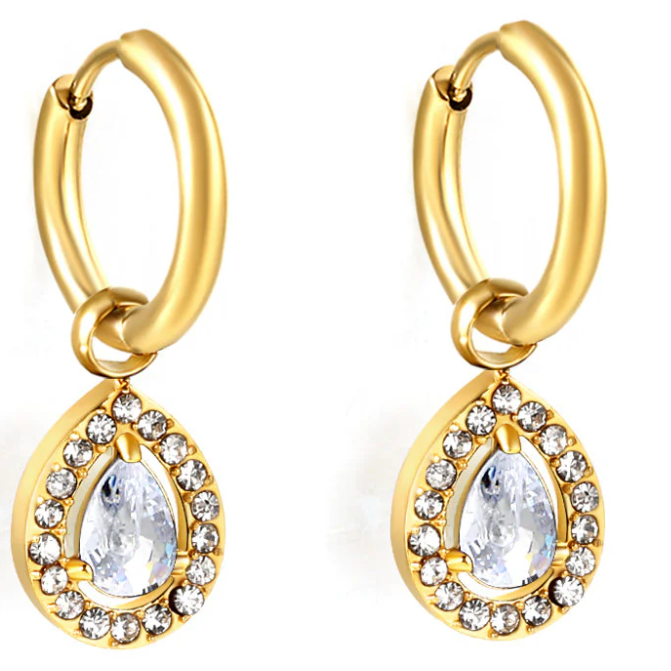Pear Drop Huggie Hoops