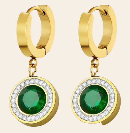 The Emerald Halo Drop Hoops