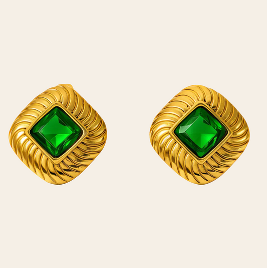 The Emerald Vintage-Ribbed Studs