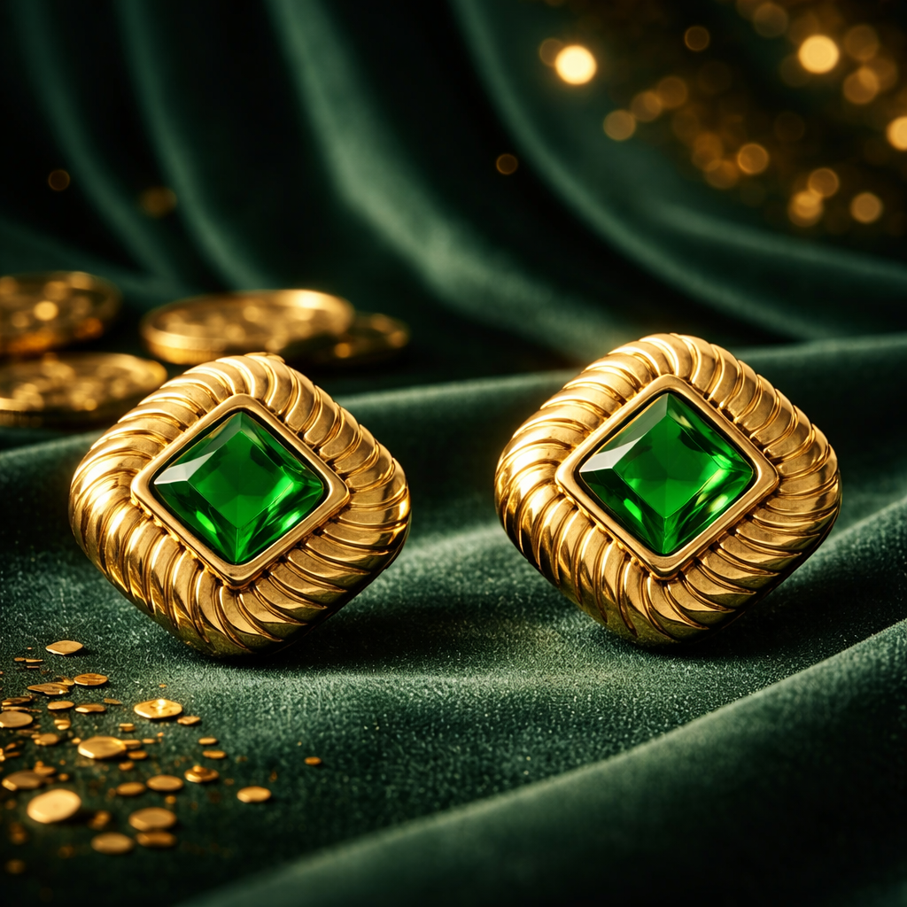 The Emerald Vintage-Ribbed Studs