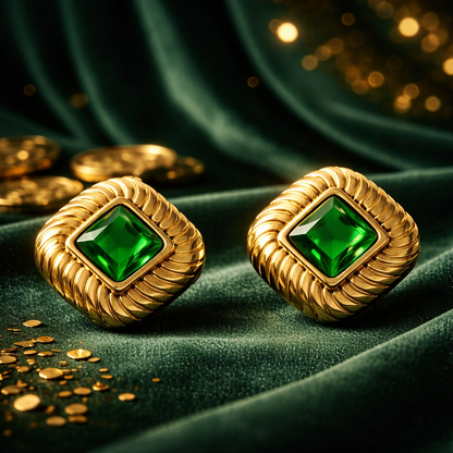 The Emerald Vintage-Ribbed Studs