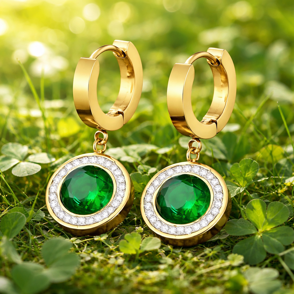 The Emerald Halo Drop Hoops