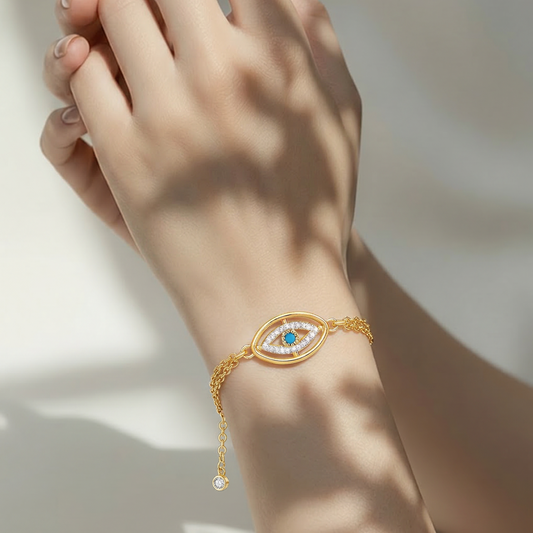 The Aura Evil Eye Double-Chain Bracelet