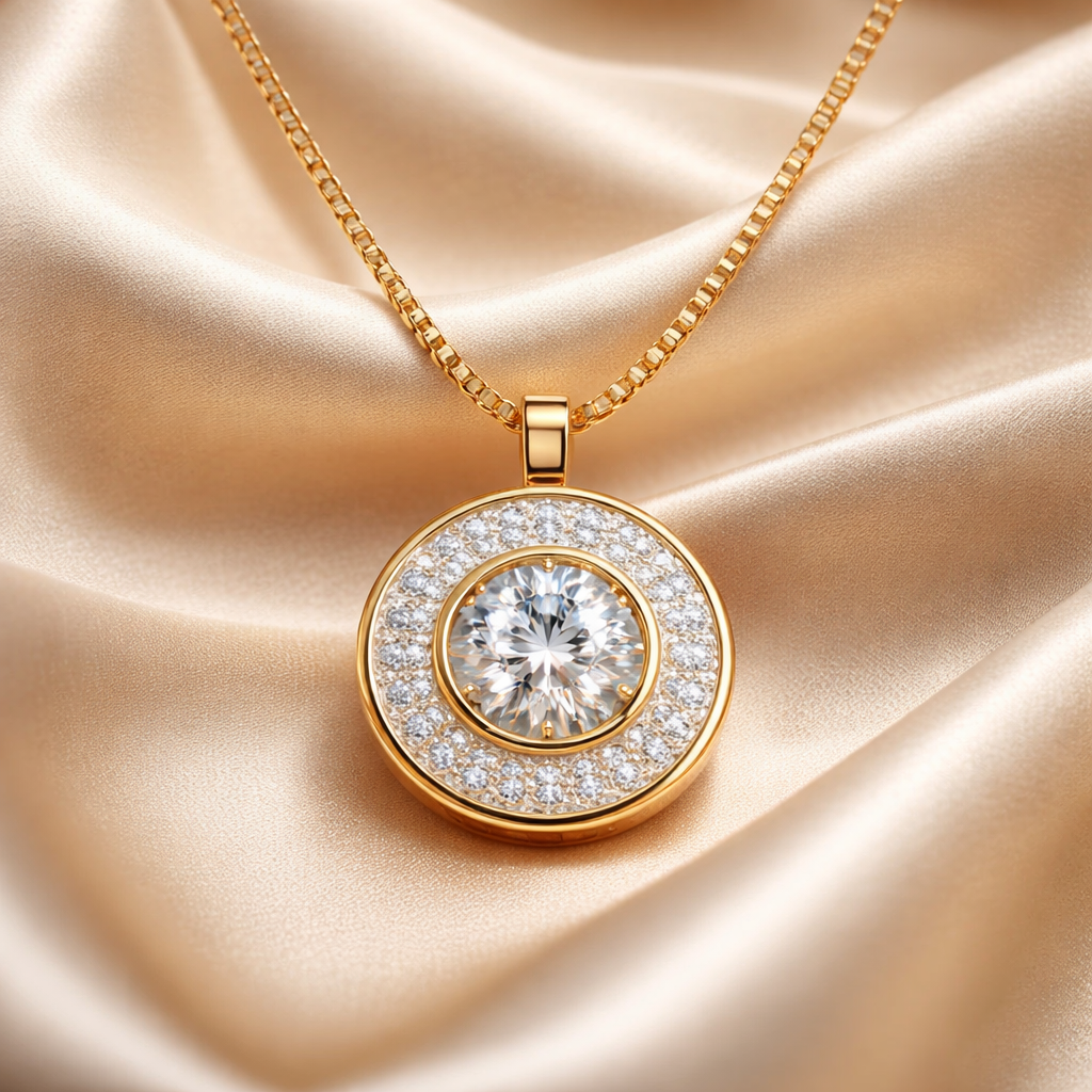 The Halo Solitaire Medallion Necklace