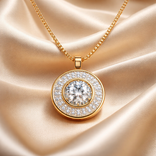 The Halo Solitaire Medallion Necklace