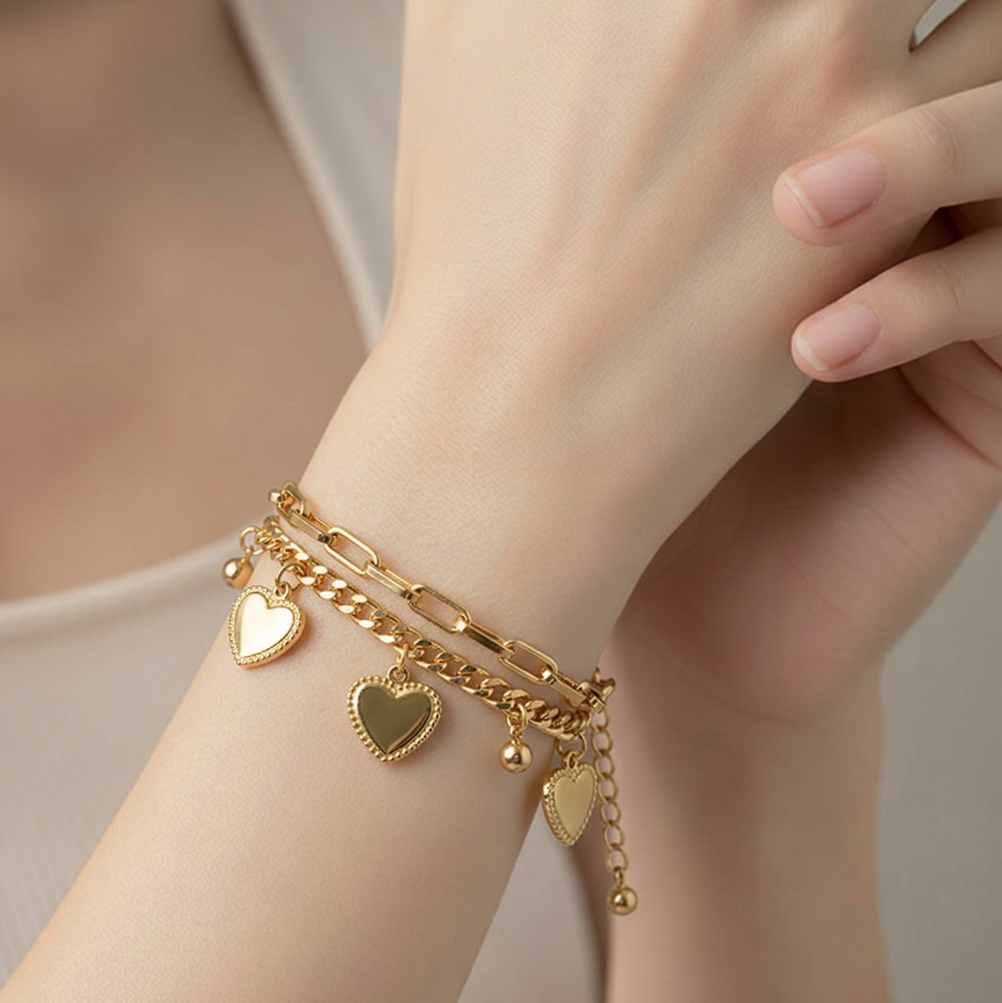 The Amara Double-Layer Heart Bracelet
