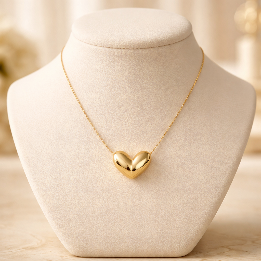 The Amora Puffed Heart Necklace