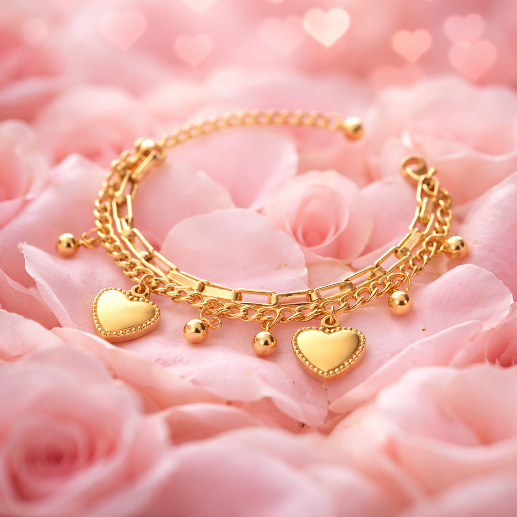 The Amara Double-Layer Heart Bracelet