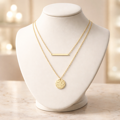 The Linear Hammered Duo Necklace