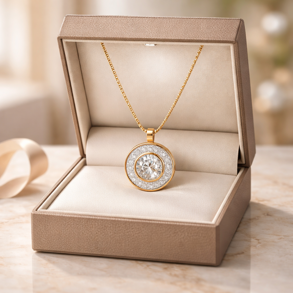 The Halo Solitaire Medallion Necklace