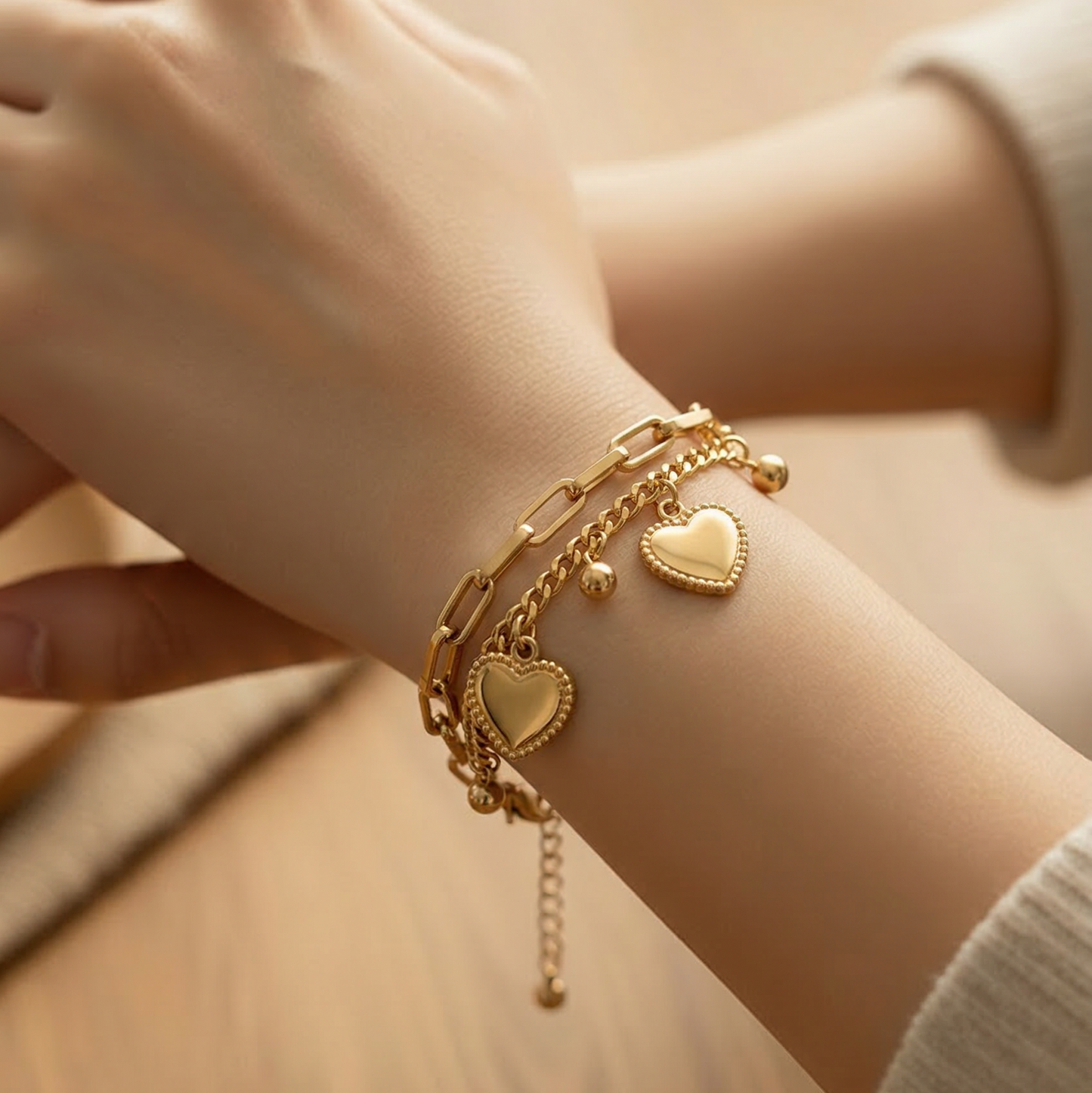 The Amara Double-Layer Heart Bracelet