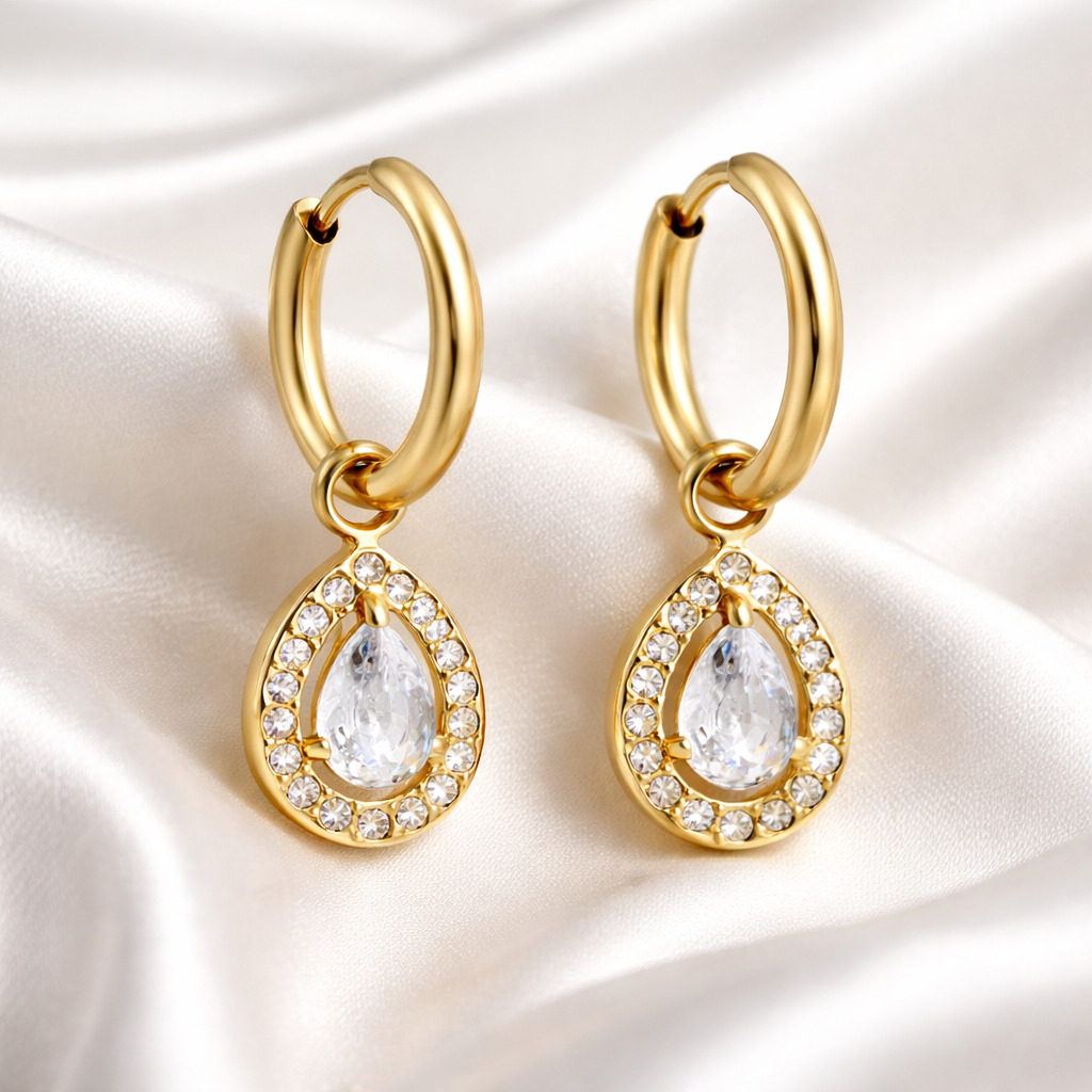 Pear Drop Huggie Hoops