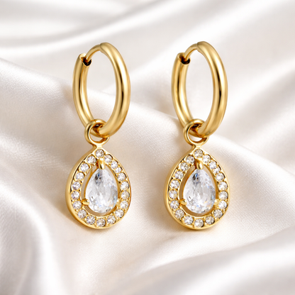 Pear Drop Huggie Hoops