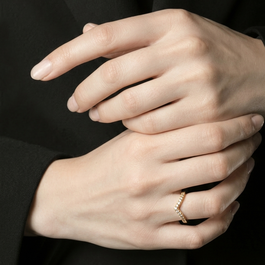 Nova Chevron Pave Wishbone Ring
