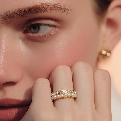 The Pearl & Crystal Symphony Ring
