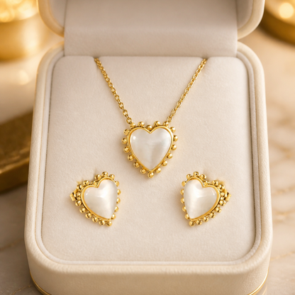 Lumiere Pearl Heart Jewelry Set