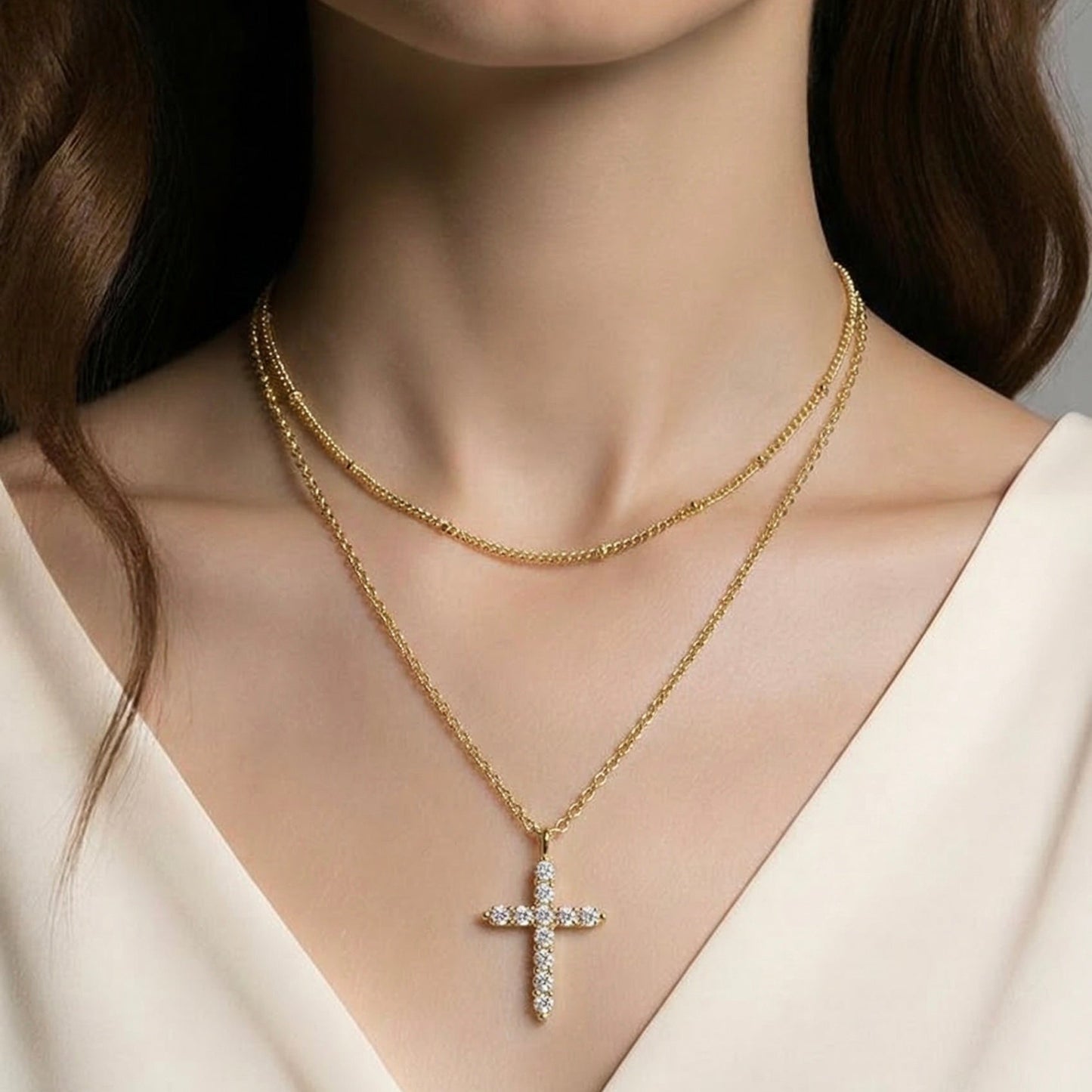 The Divinity Layered Cross Necklace