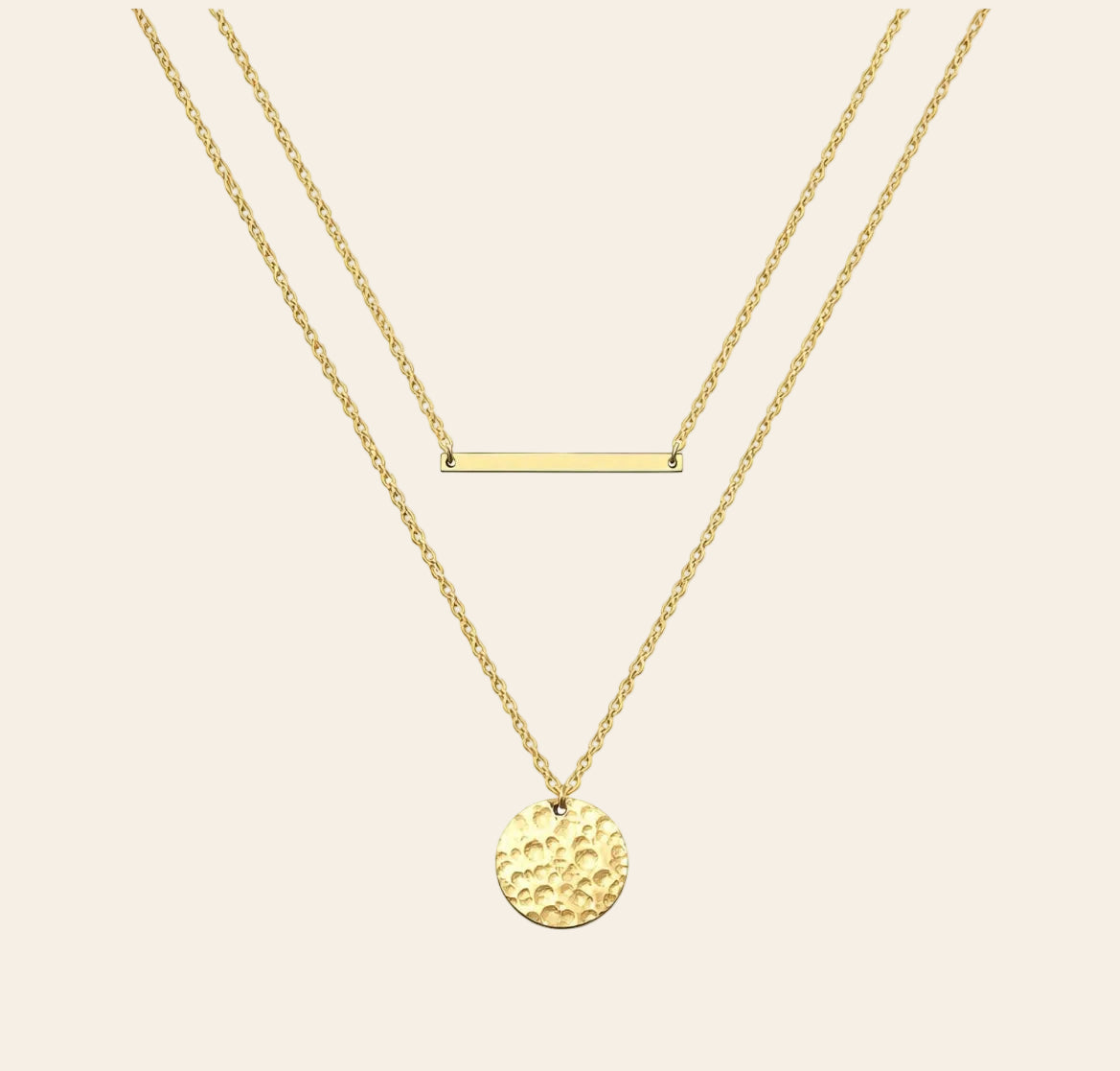 The Linear Hammered Duo Necklace