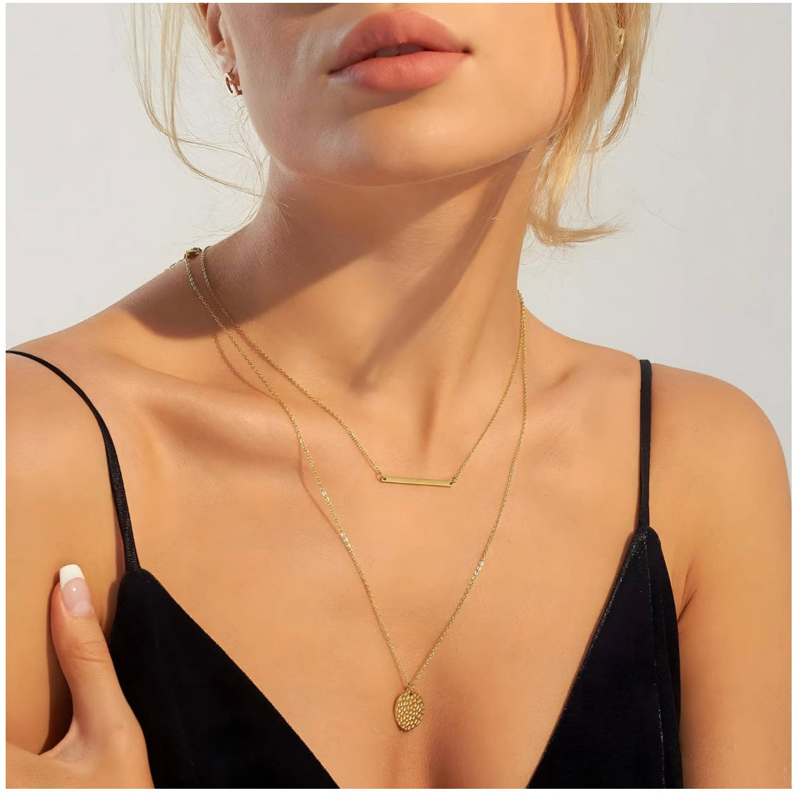 The Linear Hammered Duo Necklace