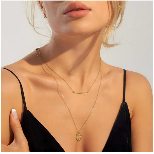The Linear Hammered Duo Necklace