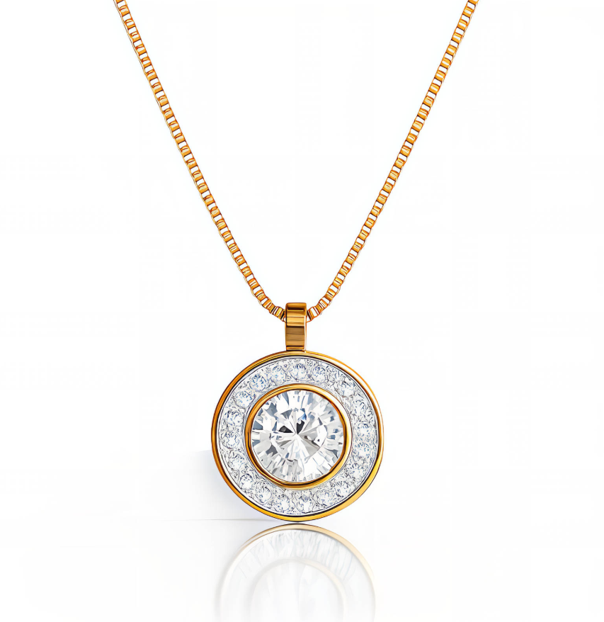 The Halo Solitaire Medallion Necklace