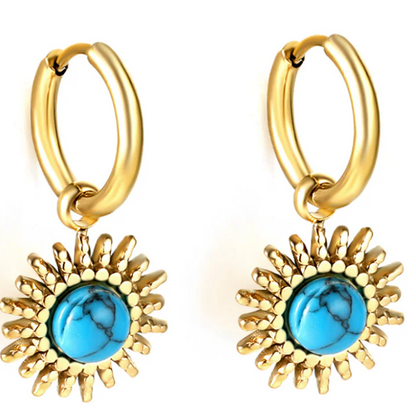 Soliz Turquoise Sun Huggie Earrings