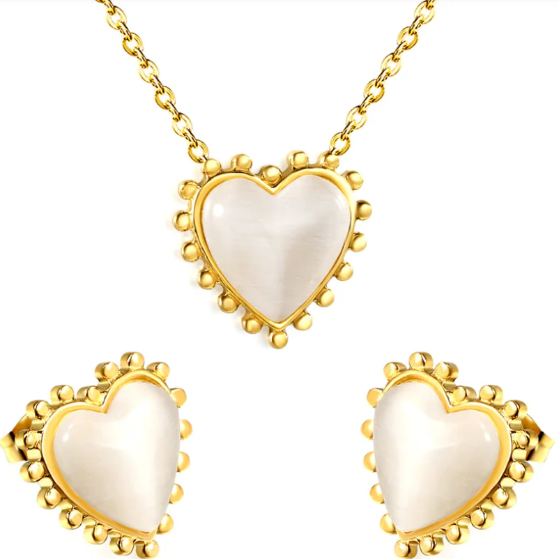 Lumiere Pearl Heart Jewelry Set