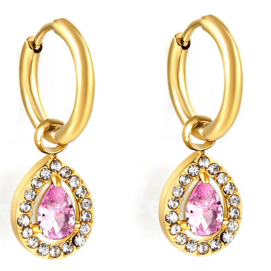 Pear Drop Huggie Hoops